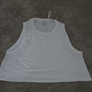 PINK Victoria's Secret Workout White Mesh-Panel Tank Top